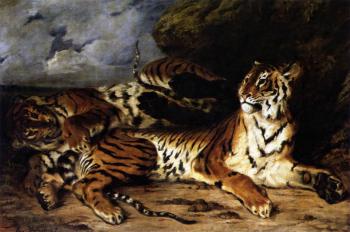 歐仁 德拉尅洛瓦 A Young Tiger Playing with its Mother 歐仁 德拉尅洛瓦 A Young Tiger Playing with its Mother
